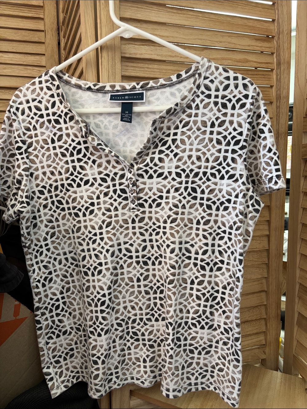 Karen Scott Geometric Henley Top